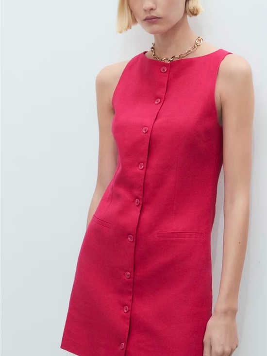 Mango Dresses & Skirts - NWT Mango Sleeveless Button-Front Red Shift Dress